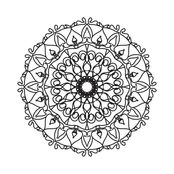 Zwart Wit Mandala Met Bloemmotief Kleurplaten — Stockvector