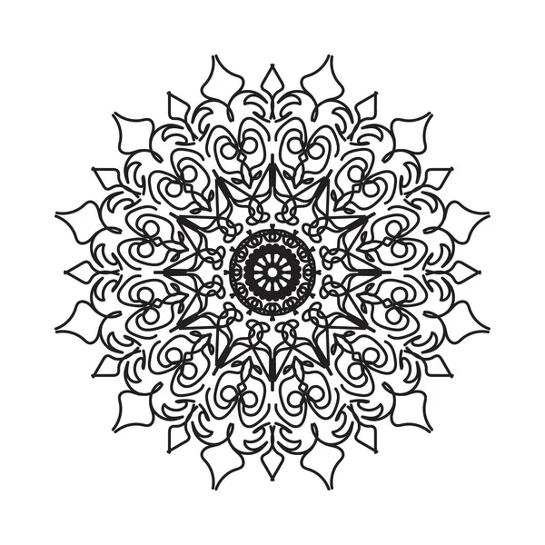 Çiçek desenli siyah beyaz mandala. Renk sayfası.