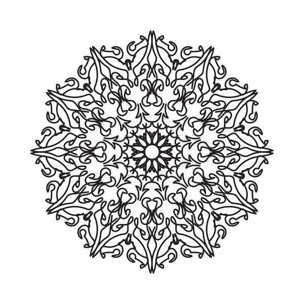 Çiçek desenli siyah beyaz mandala. Renk sayfası.