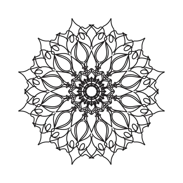 Çiçek Desenli Siyah Beyaz Mandala Renk Sayfası — Stok Vektör