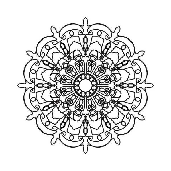 Schwarz Weißes Mandala Mit Floralem Muster Malvorlage — Stockvektor