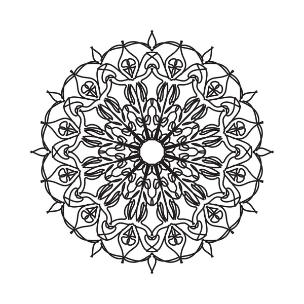 Mandala Preto Branco Com Padrão Floral Desenho Para Colorir — Vetor de Stock
