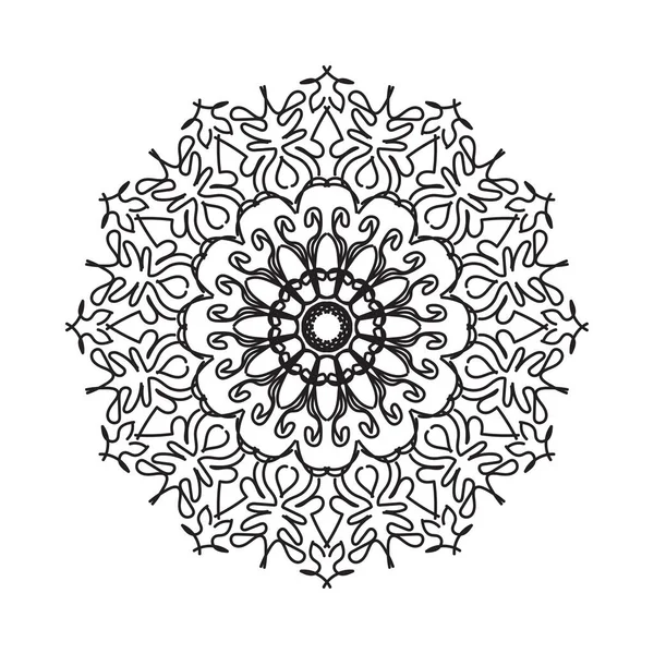 Schwarz Weißes Mandala Mit Floralem Muster Malvorlage — Stockvektor