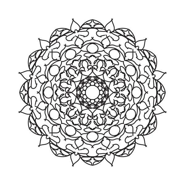 Mandala Blanco Negro Con Patrón Floral Página Para Colorear — Vector de stock