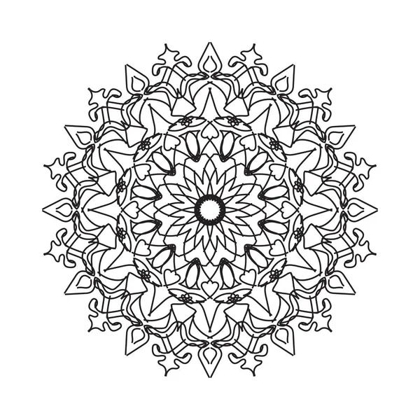 Çiçek desenli siyah beyaz mandala. Renk sayfası.