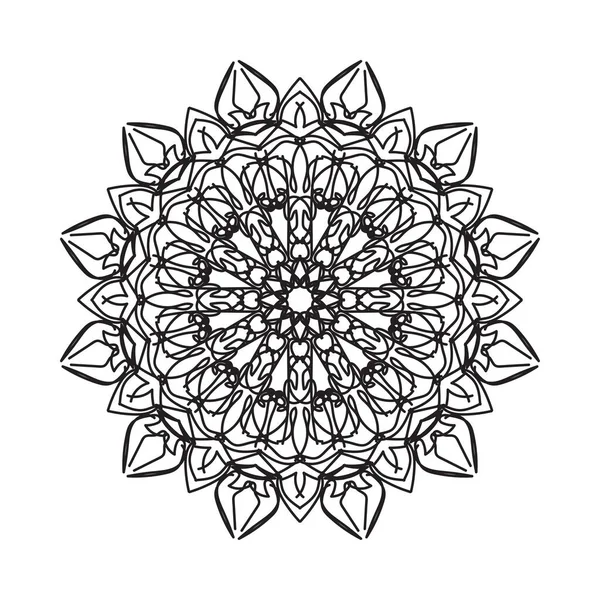 Чорно Біла Мандала Квітковим Візерунком Сторінка Розмальовки — стоковий вектор