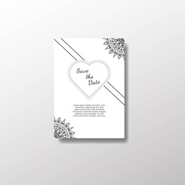 Tarihi davet kartı tasarım kına dövme tarzda kaydedin. Dekoratif mandala baskı, poster, kapağı, broşür, el ilanı, afiş için