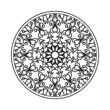 Kına mandala dövmesi dekorasyonu için çiçekli dairesel desen.