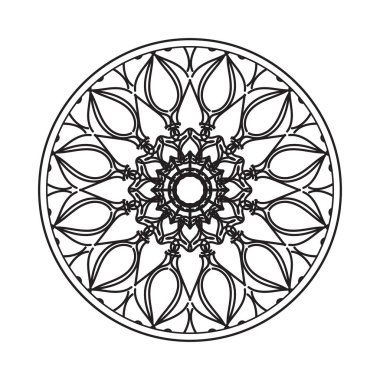 Kına mandala dövmesi dekorasyonu için çiçekli dairesel desen.