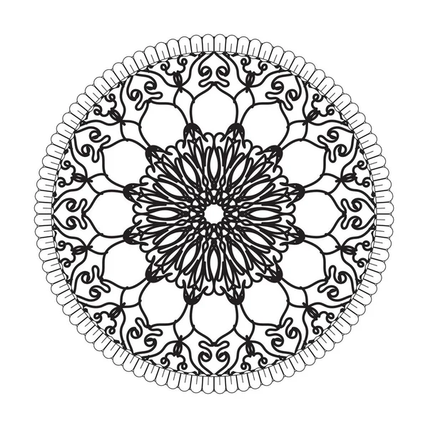 Kına Mandala Dövmesi Dekorasyonu Için Çiçekli Dairesel Desen — Stok Vektör