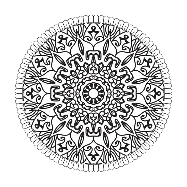 Patrón Circular Forma Mandala Con Flor Para Decoración Del Tatuaje — Archivo Imágenes Vectoriales