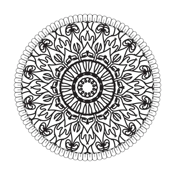 Padrão Circular Forma Mandala Com Flor Para Decoração Tatuagem Mandala — Vetor de Stock