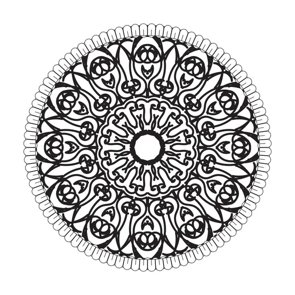 Patrón Circular Forma Mandala Con Flor Para Decoración Del Tatuaje — Archivo Imágenes Vectoriales