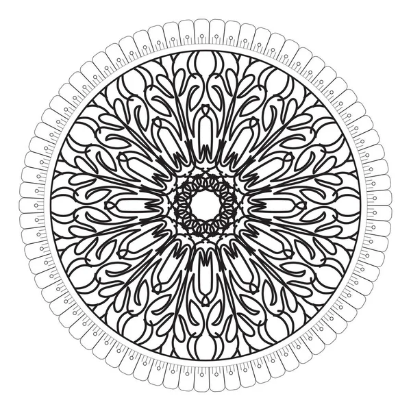 Padrão Circular Forma Mandala Com Flor Para Decoração Tatuagem Mandala — Vetor de Stock