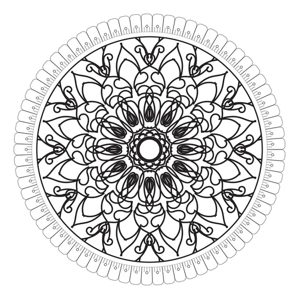 Patrón Circular Forma Mandala Con Flor Para Decoración Del Tatuaje — Archivo Imágenes Vectoriales