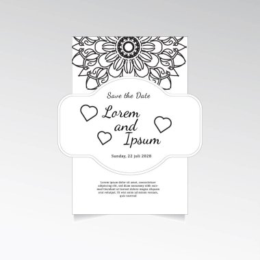 Mandala çiçekleri ile klasik bir tebrik kartı şablonu tasarımı