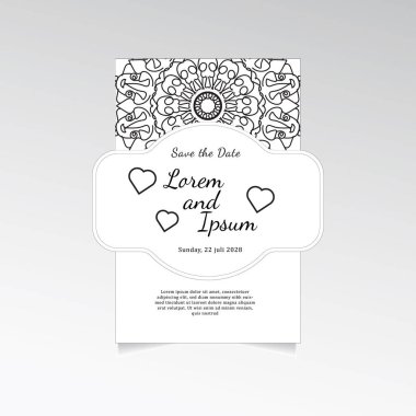 Mandala çiçekleri ile klasik bir tebrik kartı şablonu tasarımı