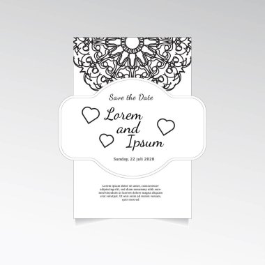 Mandala çiçekleri ile klasik bir tebrik kartı şablonu tasarımı