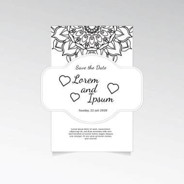 Mandala çiçekleri ile klasik bir tebrik kartı şablonu tasarımı