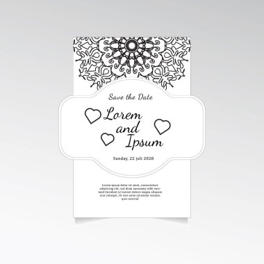 Mandala çiçekleri ile klasik bir tebrik kartı şablonu tasarımı