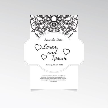 Mandala çiçekleri ile klasik bir tebrik kartı şablonu tasarımı