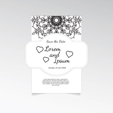 Mandala çiçekleri ile klasik bir tebrik kartı şablonu tasarımı