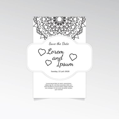 Mandala çiçekleri ile klasik bir tebrik kartı şablonu tasarımı