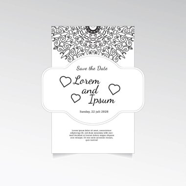 Mandala çiçekleri ile klasik bir tebrik kartı şablonu tasarımı