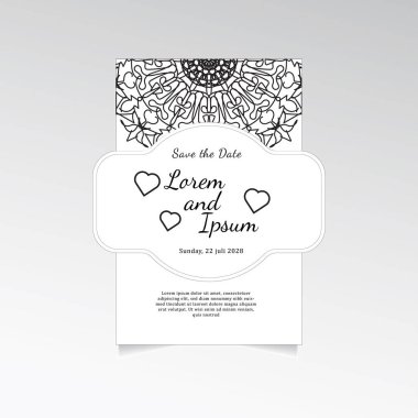 Mandala çiçekleri ile klasik bir tebrik kartı şablonu tasarımı