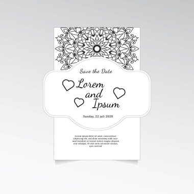 Mandala çiçekleri ile klasik bir tebrik kartı şablonu tasarımı