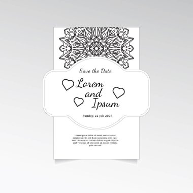 Mandala çiçekleri ile klasik bir tebrik kartı şablonu tasarımı