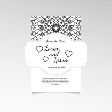 Mandala çiçekleri ile klasik bir tebrik kartı şablonu tasarımı