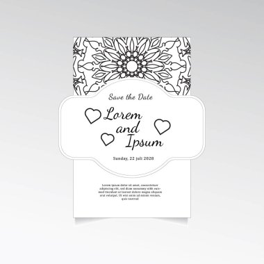 Mandala çiçekleri ile klasik bir tebrik kartı şablonu tasarımı