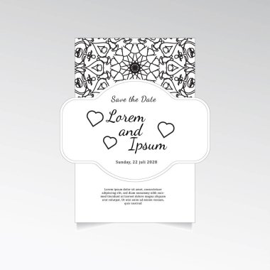 Mandala çiçekleri ile klasik bir tebrik kartı şablonu tasarımı