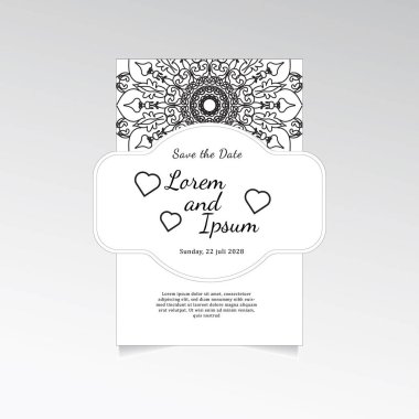 Mandala çiçekleri ile klasik bir tebrik kartı şablonu tasarımı