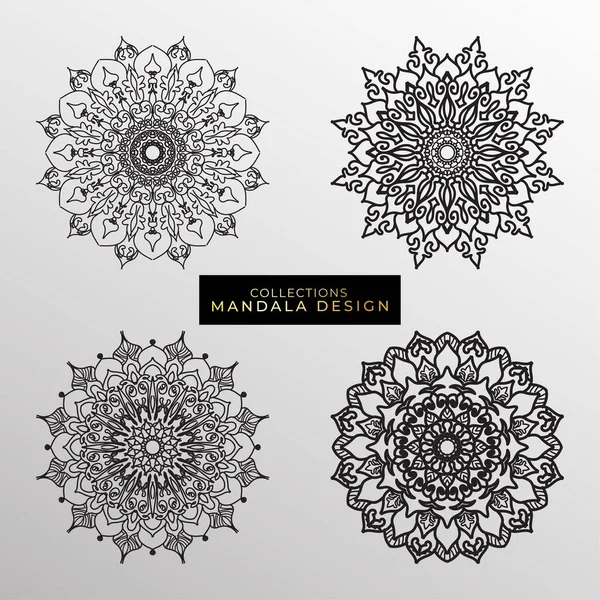 Coleções Padrão Circular Forma Uma Mandala Para Henna Mehndi Tatuagens —  Vetores de Stock