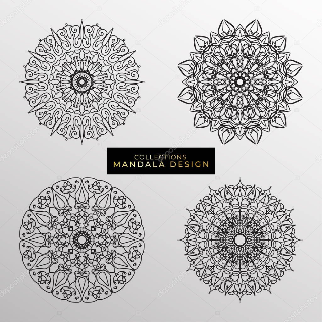 Collections Circular pattern in the form of a mandala for Henna, Mehndi, tattoos, decorations. Decorative decoration in ethnic oriental style. Coloring book page