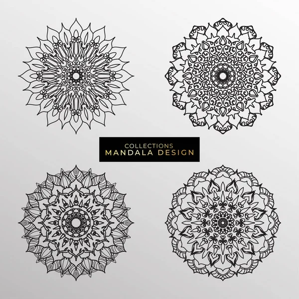 Coleções Padrão Circular Forma Uma Mandala Para Henna Mehndi Tatuagens —  Vetores de Stock