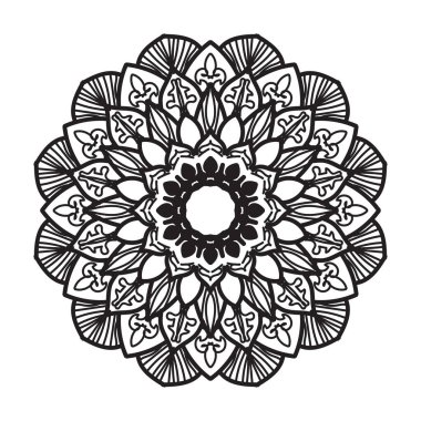 Henna, Mehndi, dövme, dekorasyon için mandala şeklinde dairesel desen. Etnik doğu tarzında dekoratif süs. Boyama kitabı sayfası.