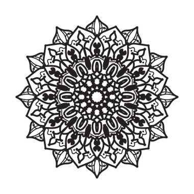 Henna, Mehndi, dövme, dekorasyon için mandala şeklinde dairesel desen. Etnik doğu tarzında dekoratif süs. Boyama kitabı sayfası.