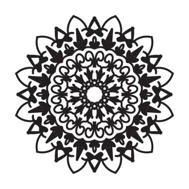 Henna, Mehndi, dövme, dekorasyon için mandala şeklinde dairesel desen. Etnik doğu tarzında dekoratif süs. Boyama kitabı sayfası.