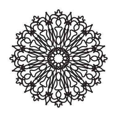 Henna, Mehndi, dövme, dekorasyon için mandala şeklinde dairesel desen. Etnik doğu tarzında dekoratif süs. Boyama kitabı sayfası.
