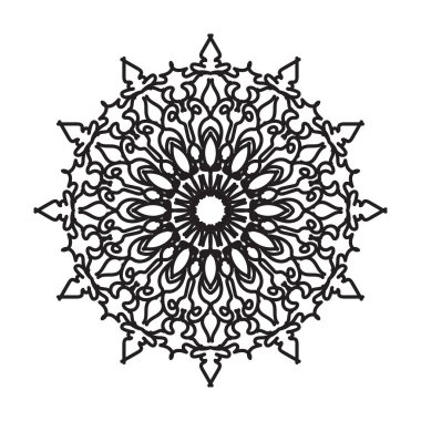 Henna, Mehndi, dövme, dekorasyon için mandala şeklinde dairesel desen. Etnik doğu tarzında dekoratif süs. Boyama kitabı sayfası.