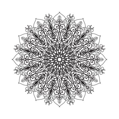 Henna, Mehndi, dövme, dekorasyon için mandala şeklinde dairesel desen. Etnik doğu tarzında dekoratif süs. Boyama kitabı sayfası.