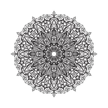 Henna, Mehndi, dövme, dekorasyon için mandala şeklinde dairesel desen. Etnik doğu tarzında dekoratif süs. Boyama kitabı sayfası.