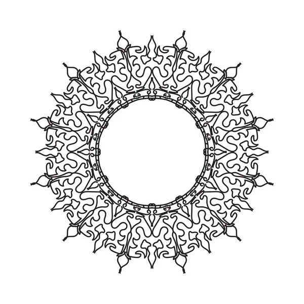 Mandala Dibujado Mano Decoración Adorno Garabato Oriental Étnico — Vector de stock