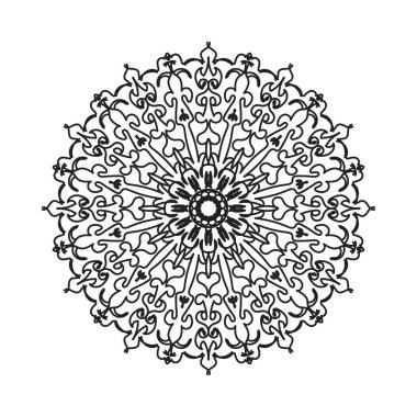 Henna, Mehndi, dövme, dekorasyon için mandala şeklinde dairesel desen. Etnik doğu tarzında dekoratif süs. Boyama kitabı sayfası.