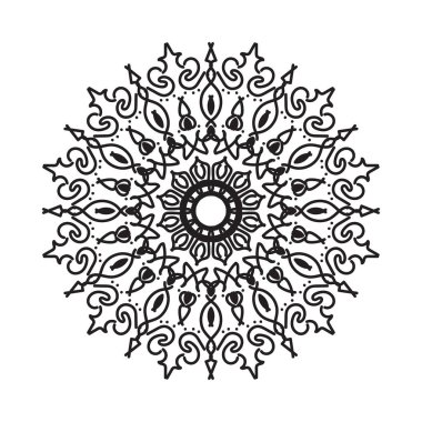 Henna, Mehndi, dövme, dekorasyon için mandala şeklinde dairesel desen. Etnik doğu tarzında dekoratif süs. Boyama kitabı sayfası.