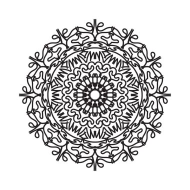 Henna, Mehndi, dövme, dekorasyon için mandala şeklinde dairesel desen. Etnik doğu tarzında dekoratif süs. Boyama kitabı sayfası.