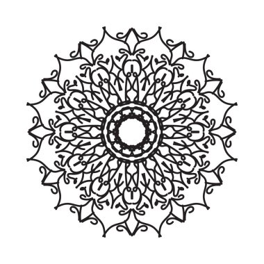 Henna, Mehndi, dövme, dekorasyon için mandala şeklinde dairesel desen. Etnik doğu tarzında dekoratif süs. Boyama kitabı sayfası.